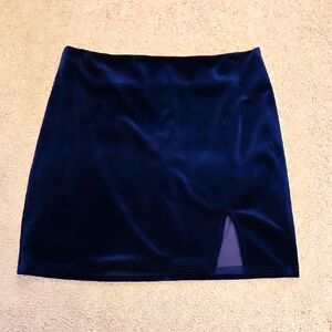 Pink Lily Navy Velvet Mini Skirt